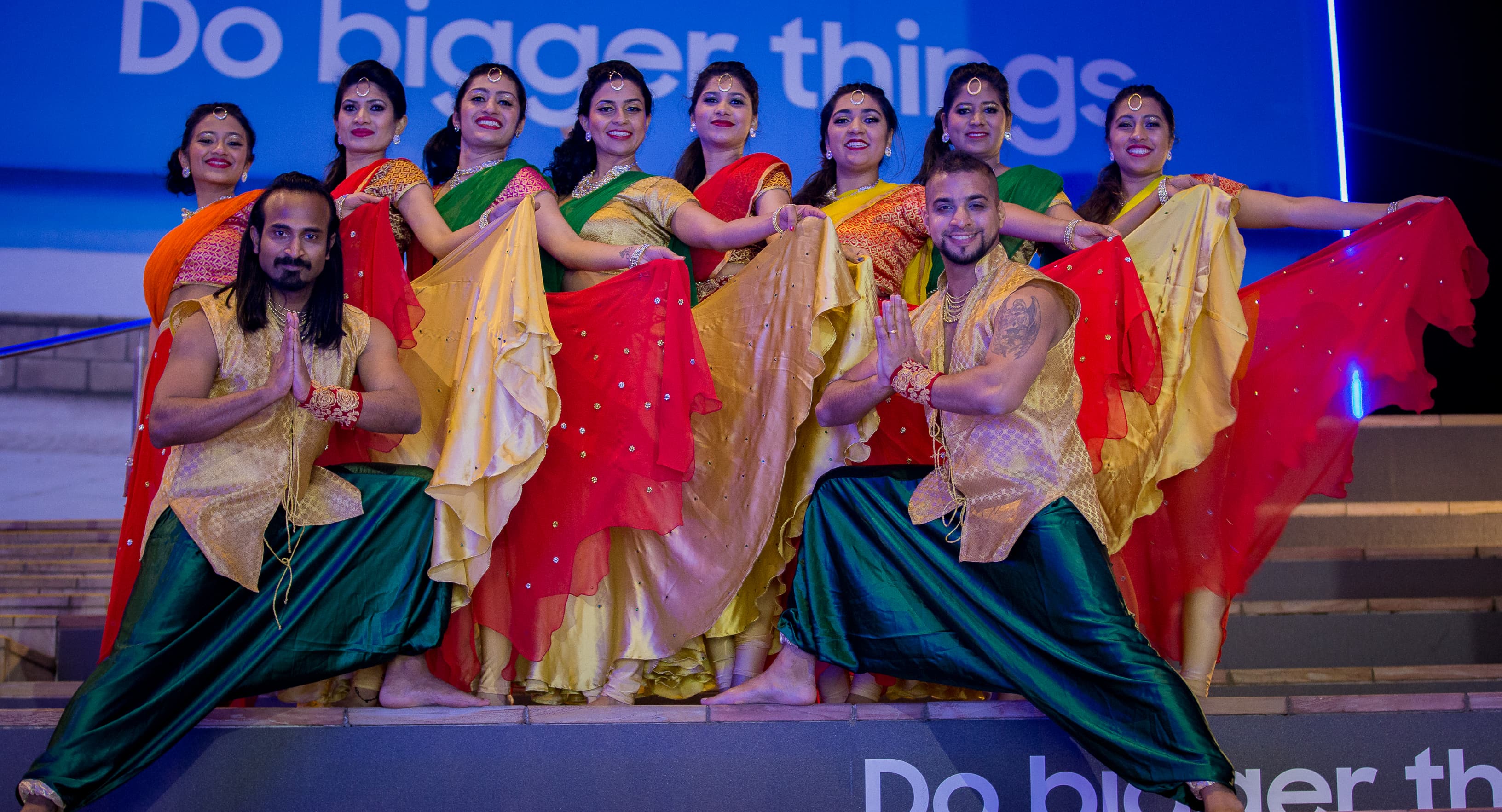 Melbourne Diwali performers in colourful traditional costumes